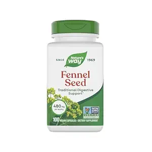 Nature's Way Fennel Tohum, Geleneksel Digestive Support*, hizmet başına 480 mg, Gluten Free & Vegan, Non-GMO Project  Valid, 100 Capsules (Pazar Mayıs Vary)