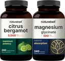 NatureBell Μαγνήσιο Γλυκινικό Κάψουλες 500mg & Εσπεριδοειδή Μπέργκαμο Κάψουλες Veggie 5.000 mg Ισοδύναμο Πακέτο Bundle 
