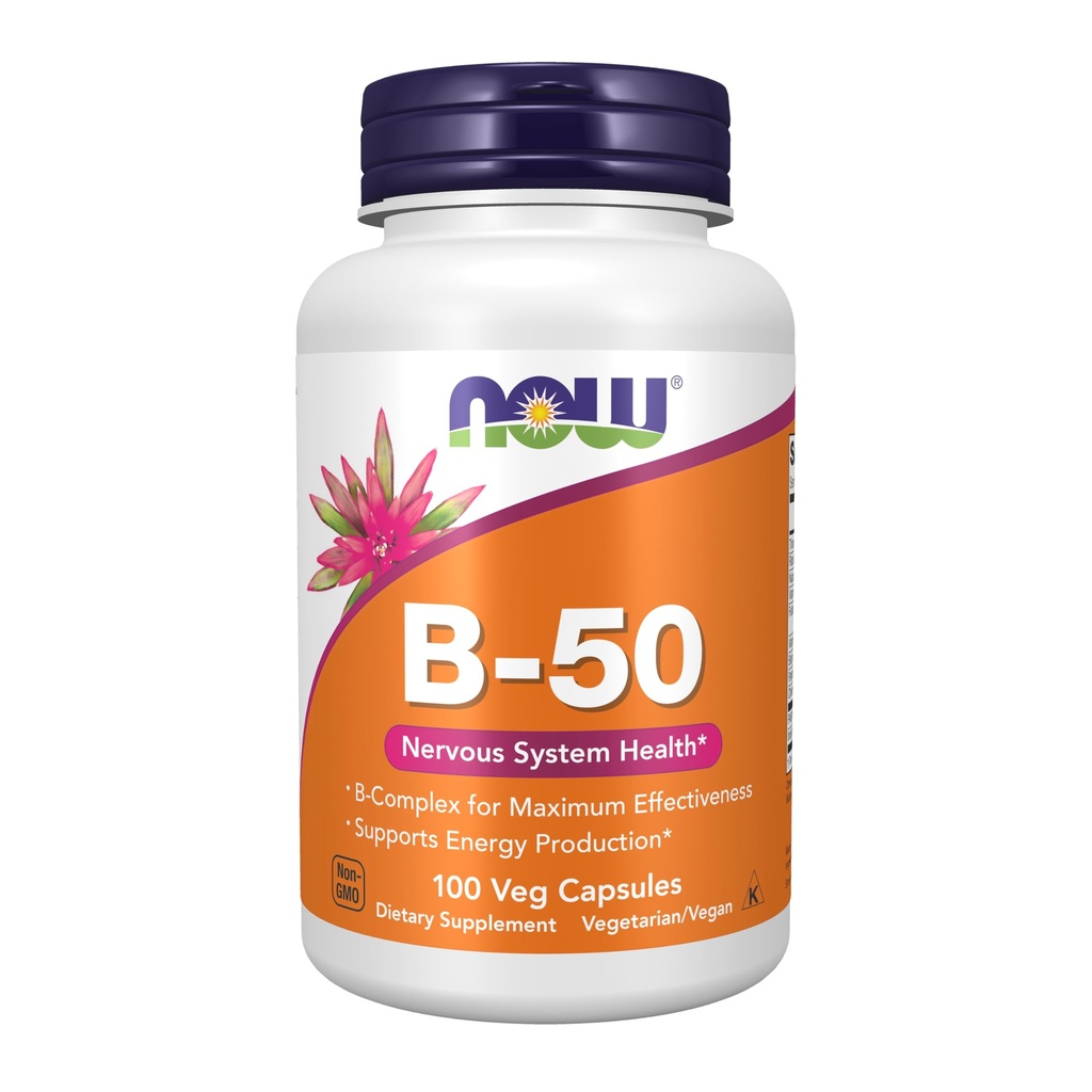 Şimdi Gıdalar Tamamlar, B-50 mg, Enerji Üretimi *, Nervous System Health*, 100 Veg Capsules