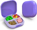 Günlük Pill Organizer 4 Karşılaştırma, Küçük Pill Box Portatif Seyahat Pill Case, Mini Pill Konteyner For Purse Pocket, Compact Travel Medicine Organizer For Vitamin, Cod Liver Oil, Supplement (Purple)