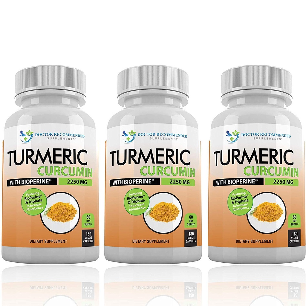Turmeric Curcumin with Bioperine and Triphala - 2250 mg/d - 540 Veggie Capsules with Black Pepper Extract -Turmeric Supplement