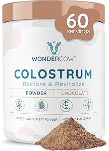 WONDERCOW Colostrum Supplement Toz for Gut Health, Immune Support, Muscle Recovery & Wellness | Natural IgG Pure Whole Bovine Colostrum Superfood, Chocolate, 60 Hizmetler