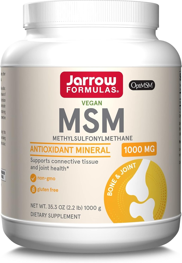 Jarrow Formulas® MSM Toz, Metilsulfonylmethane, 1.000 mg, Antioksi Mineral, Ortak Sağlık Supplement ve Skin Support, 2.2 lbs, Approx. 1000 Servisler