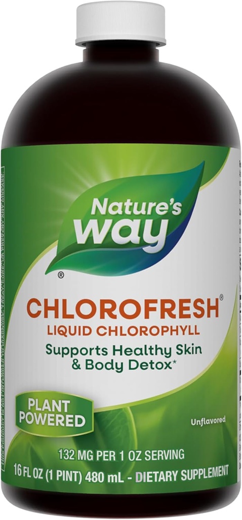 Nature's Way Chlorofresh Liquid Chlorophyll, Sağlıklı Skin & Body Detox*, Internal Deodorant*, Unflavored, 16 Oz Oz