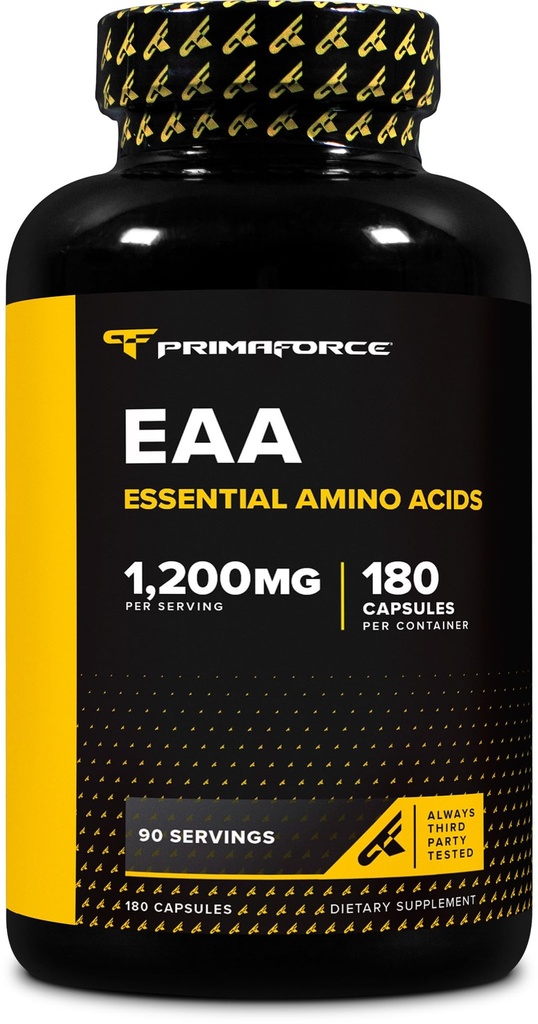 Primaforce EAA Capsules 1200 mg, 180 Capsules, 90 Hizmetler - Temel Amino Asitler - Non-GMO, Gluten Free & Vegitarian Friendly Friendly Friendly