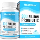 Kadınlar ve Erkekler için 300 Milyar CFU - 12 Strains + 3 Organik Prebiyotikler, Digestive Health & Immune, Gut Health & Bloating, Gut Health for Women & Men - 60 Capsules