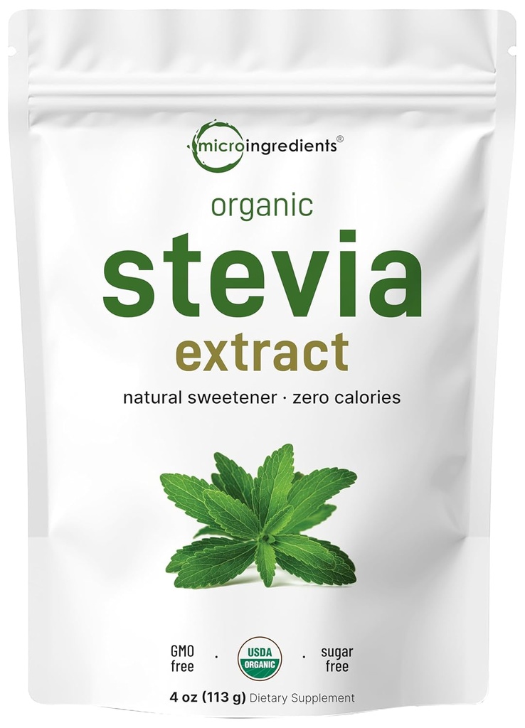 Pure Organic Stevia Toz, 4 Ounces, 706 Hizmet, En Yüksek Grade Stevia Green Leaf Extract Reb-A, Azter Aftertaste, 0 Calorie, Natural Sweetener, Sugar Alternative, Keto Friendly