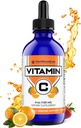 Yetişkinler ve Çocuklar için FWS Sıvı Vitamin C Supplement, Organik, Non-GMO, Vegan, Easy VIT C Drops, Ascorbic Asit, 4 Ay Supply, Supports Immune System and Skin Health, Essential Vitamin, 4 oz