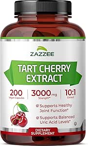 Zazzee Tart Cherry 10:1 Ekstraksiyon, 3000 mg Güçlü, 200 Vegan Capsules, 6+ Ay Supply, Sertifikalı Kosher, Mekanik ve Standartlaştırılmış 10X Ekstraksiyon,% 100 Vegetarian, All-Doğal, Gluten Free, Non-GMO