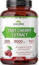 Zazzee Tart Cherry 10:1 Ekstraksiyon, 3000 mg Güçlü, 200 Vegan Capsules, 6+ Ay Supply, Sertifikalı Kosher, Mekanik ve Standartlaştırılmış 10X Ekstraksiyon,% 100 Vegetarian, All-Doğal, Gluten Free, Non-GMO
