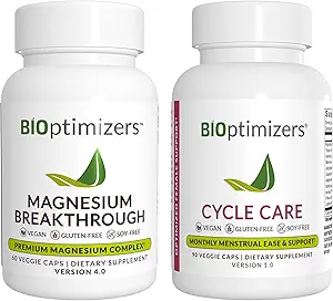 BiOptimizers Magnezyum 4, (60 Capsules) & Cycle Care, (90 Capsules) - Doğal Uyku, Beyin ve Erkeklerintrüel Yardım Desteği Paketi