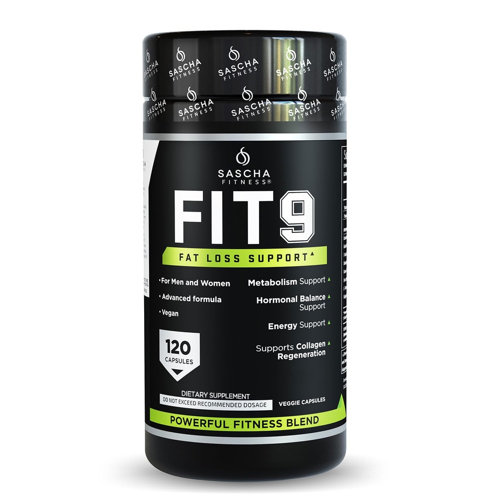 Sascha Fitness Fat Kayıp hapları | Collagen desteği | Akışkanlar Denge | FIT9 Malzemeler: 7Keto + Uva Ursi, Gotu Kola, L-Theanine,Gingko Biloba,DIM,Green Tea | Kilo Kaybı Tamamları-Vegan-120 Doğal Cap