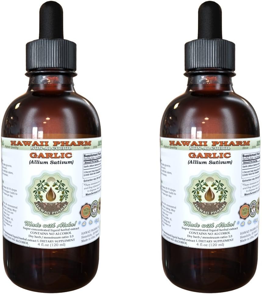 Alkol Özgür Sıvı, Organik sat (Allium sativum) kuru Toz Glycerite Hawaii Pharm Natural Herbal Supplement 2x2 oz