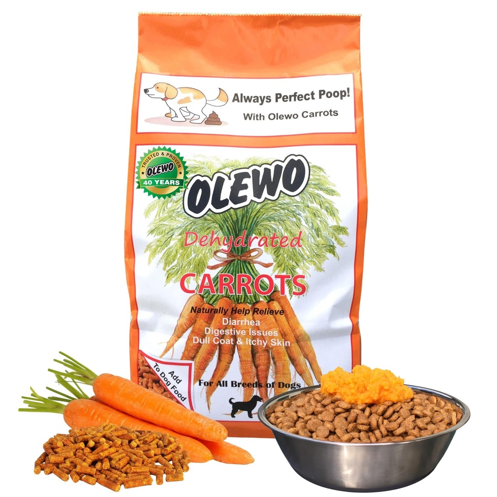 Olewo Original Carrots for Dogs – Perfect Poop için Fiber, Dehidratd Dog Food Toppers for Picky Eaters, Natural Skin & Coat Support, Multivitamin, Probiyotiks for Digestive & Gut Health, 1 lb