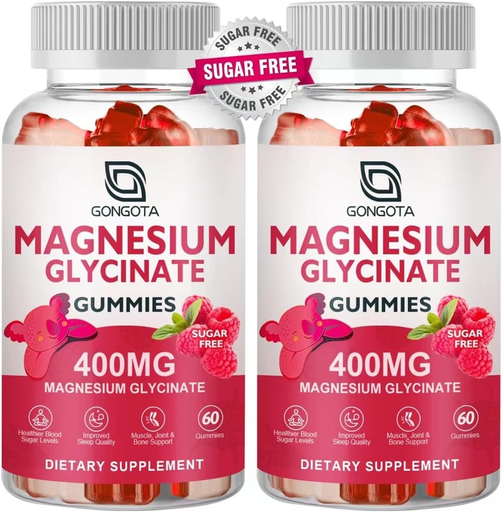Μαγνήσιο Γλυκινικό Gummys 400 mg με 100 mg Σύνθετο μαγνήσιο - Χηλικό μαγνήσιο Κάλιο συμπλήρωμα με βιταμίνη D, Β6 Υποστηρίζει την ηρεμία, τον ύπνο, τη μνήμη και τους μυς Cramps, χωρίς ζάχαρη - 120 Gummies