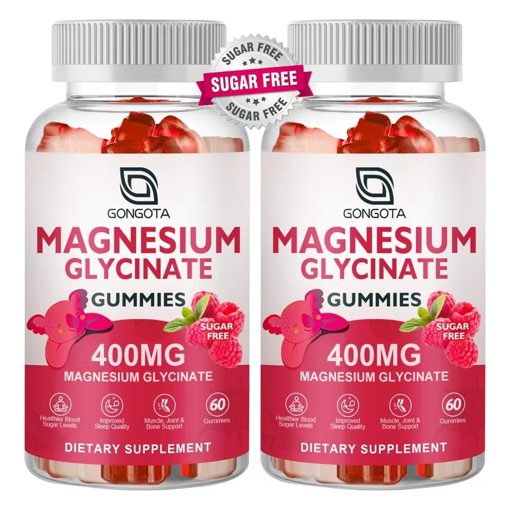 Magnezyum Glycinate Gummies 400 mg with 100 mg Composite magnezyum - Vitamin D, B6 Supports Calm, Sleep, Memory & Muscleamps,Sugar Free - 120 Gummies