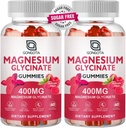 Μαγνήσιο Γλυκινικό Gummys 400 mg με 100 mg Σύνθετο μαγνήσιο - Χηλικό μαγνήσιο Κάλιο συμπλήρωμα με βιταμίνη D, Β6 Υποστηρίζει την ηρεμία, τον ύπνο, τη μνήμη και τους μυς Cramps, χωρίς ζάχαρη - 120 Gummies