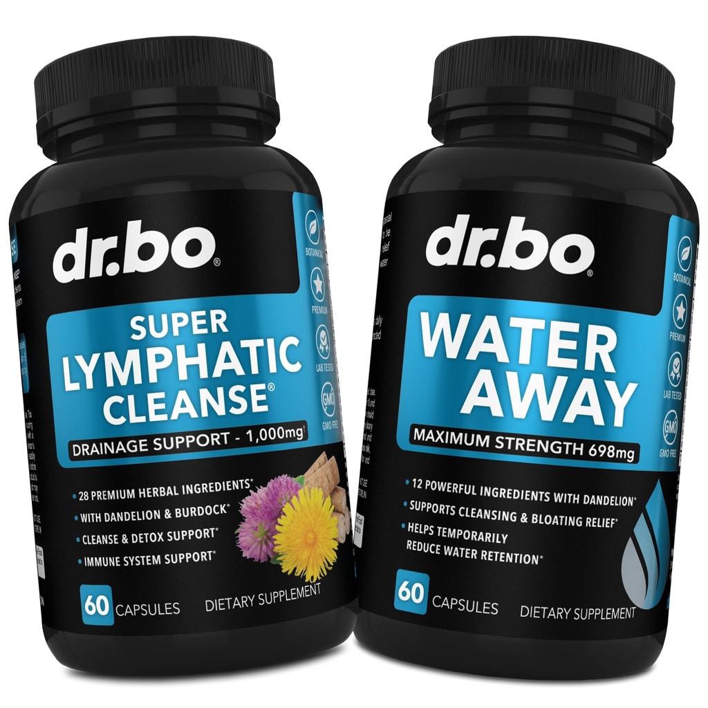 Lymphatic Drainage Supplements Pills & Water Away - Lymphatic Support Total Herbal Cleanse Products & Natural Water Pills Diuretics for Retention - Lymph Node Detox Cleanse System