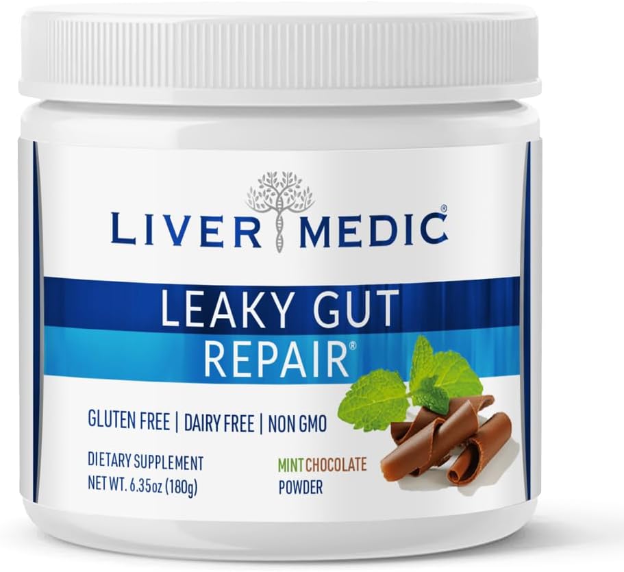 Leaky Gut Tamir, Gut L Glutamine Toz, Optimal Gut Health, Soothes Gut Issues Like Bloating and IBS, Gluten-Free Gut Health Supplements for Women and Men, Mint Chocolate, 180 g - Liver Medic