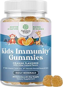 Çocuklar için Immunity Support Gummies - Lezzetli Vitamin C ile çinko ve Echinacea Immune ATM Gummies for Kids - Vegan Gluten Free and Gelatin Free Chewable Gummy Supplement for Children