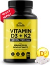 Βιταμίνη D3 5000 IU + K2 με Διγλυκινικό μαγνήσιο για Max Απορρόφηση 