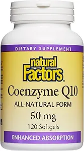 Doğal Faktörler, Coenzyme Q10 50 mg, CoQ10 Enerji, Kalp ve Antioksit Desteği için Tamam, Gluten Free, 120 yumuşakgels (120 hizmet)