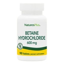NaturesPlus Betaine Hydrochloride 600 mg - 90 Tablets - Supports Protein Digestion & Stomach Acid Balance - Promotes Healthy Digestive Function - Gluten Free - 90 Servings