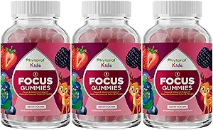 Vegan Çocuklar Gummies - Çocuklar için Potent Chewable Beyin Desteği - Gelişenler Concentration & Memory - Calming Supplements & Focus Gummies for Kids - Non-GMO & Gluten-Free - 60 Count - 3 Pack