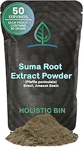 Holistic Bin Άγρια Συγκομιδή Ρίζα Ginseng σκόνη – Βραζιλίας Suma Root Ginseng για τσάι & smoothies – εκχύλισμα Adaptogen – Μη ΓΤΟ – 50 γραμμάρια