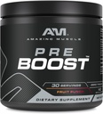 Amazing Muscle Pre Boost | 30 Hizmet | 324 Grams | Pre-Workout Supplement | Fruit Flavor | Made in USA