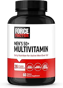 Force Factor Men's Multivitamin 50 Plus, 26 Vitamin ve Minerals ile Erkekler için Multivitamin ve Phytonutrients to Support Energy, Immunity, and Muscle Function, 60 Tabletler,