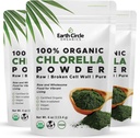 Earth Circle Organics Organic Chlorella Toz Superfood | Kosher | Kırık Hücre Duvar Klorophyll, Vegan, Super Green Algae, Clean Chlorella, Yüksek Protein, Fiber & Amino Asits - 4oz (3 Pack)