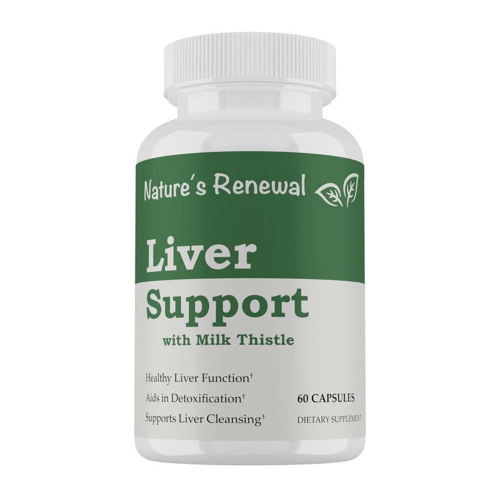 Nature's Renewal Liver Support Supplement – Cleanse Detox Tamir Renew Recovery Formula with Milk Thistle, Dandelion Root, Artichoke Extract, Choline, Turmeric – 60 Capsules