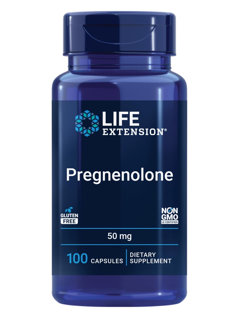 Επέκταση ζωής Pregnenolone, νευροορμόνη, προάγει την υγεία μνήμης και την πλαστικότητα του εγκεφάλου, χωρίς γλουτένη, μη GMO, 100 κάψουλες