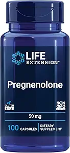 Life Extension Pregnenolone, nörohormone, Memory Health and Brain Plastikity, Gluten-Free, Non-GMO, 100 Capsules