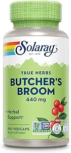 SOLARAY Butchers Broom 440 mg | Sağlıklı Circulation & Blood Style Integrity Support | Non-GMO, Vegan & Lab Doğrulandı | 100 VegCaps