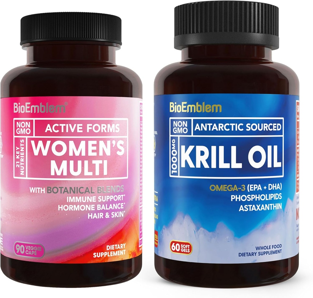 BioEmblem Antarktika Krill Oil Supplement ve Women's Multivitamin
