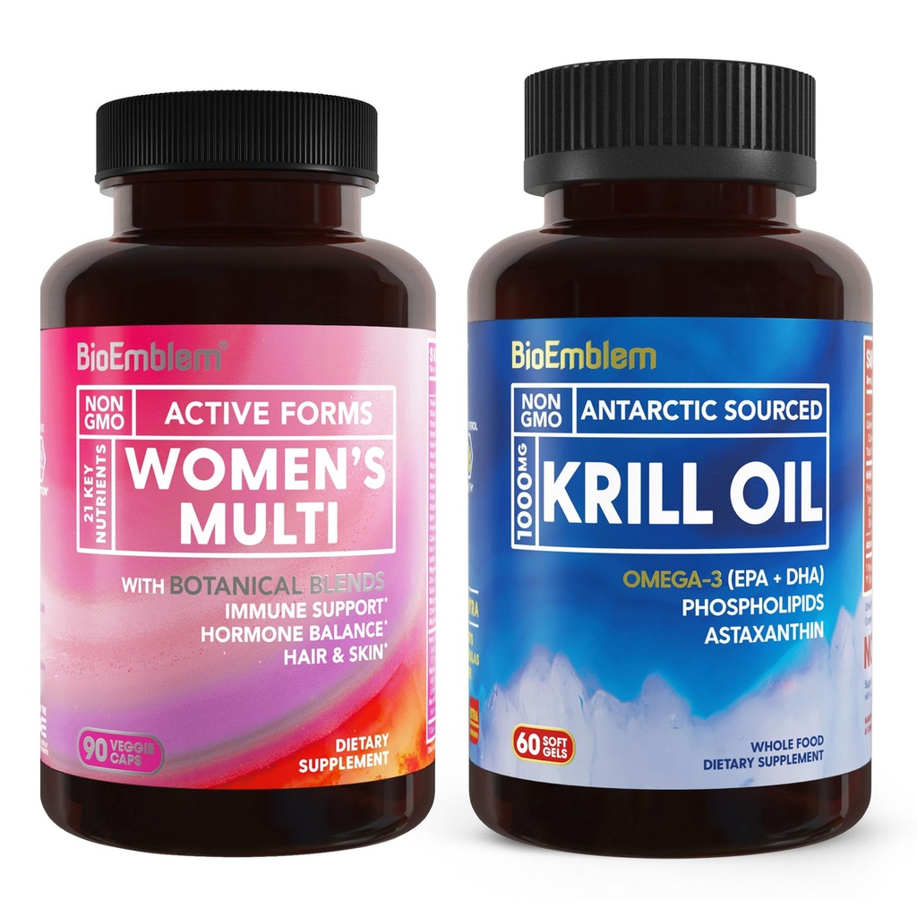 BioEmblem Antarktika Krill Oil Supplement ve Women's Multivitamin
