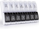MERICARGO Am Pm Pill Organizer 7 Day, 2 Times a Day Large Weekly Pill Box, Push Düğme Daily Pill Case for Vitamin, Fish Oil, Supplements