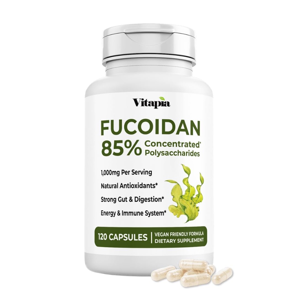 Vitapia Pure Fucoidan 85% Brown Seaweed Extract for Immune, Strong Cellular Health, Digestive Support - 1000mg Fucoidan Per Serving - 120 κάψουλες λαχανικών μη-GMO, χωρίς γλουτένη, Vegan-Friendly