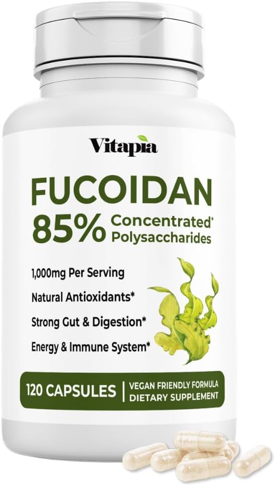 Vitapia Pure Fucoidan 85% Brown Seaweed Extract for Immune, Strong Cellular Health, Digestive Support - 1000mg Fucoidan Per Serving - 120 κάψουλες λαχανικών μη-GMO, χωρίς γλουτένη, Vegan-Friendly
