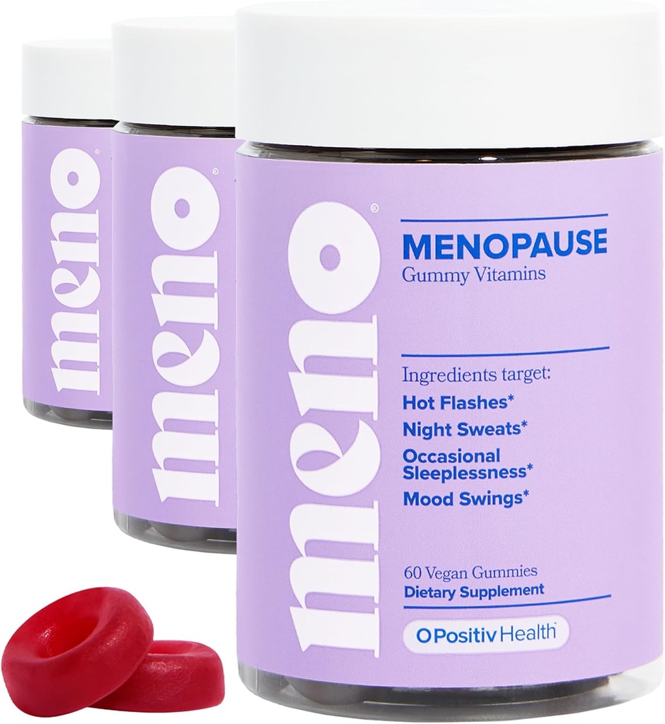 O Positiv MENO Gummies for Menopause, 30 Hizmetler (Pazar 3) - Siyah Cohosh & Ashwagandha KSM-66 ile Kadınlar için Hormonlu Tamamlar - Alleviate Hot Flashes'e yardım et, Gece Ters, & Mood Swings