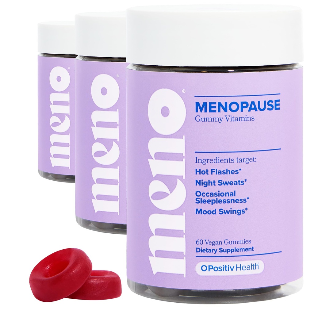 O Positiv MENO Gummies for Menopause, 30 Hizmetler (Pazar 3) - Siyah Cohosh & Ashwagandha KSM-66 ile Kadınlar için Hormonlu Tamamlar - Alleviate Hot Flashes'e yardım et, Gece Ters, & Mood Swings