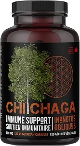 Chaga Mushroom Capsules Supplement for Immune Health Support - 120 Vegetarian Capsules