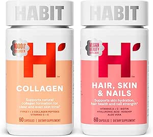 Habit Inside Beauty Sche - Collagen (60 Capsules) + Saç Skin & Nails (60 Capsules), Skin Hydration & Integrity, Hair & Nail Strength, Non GMO