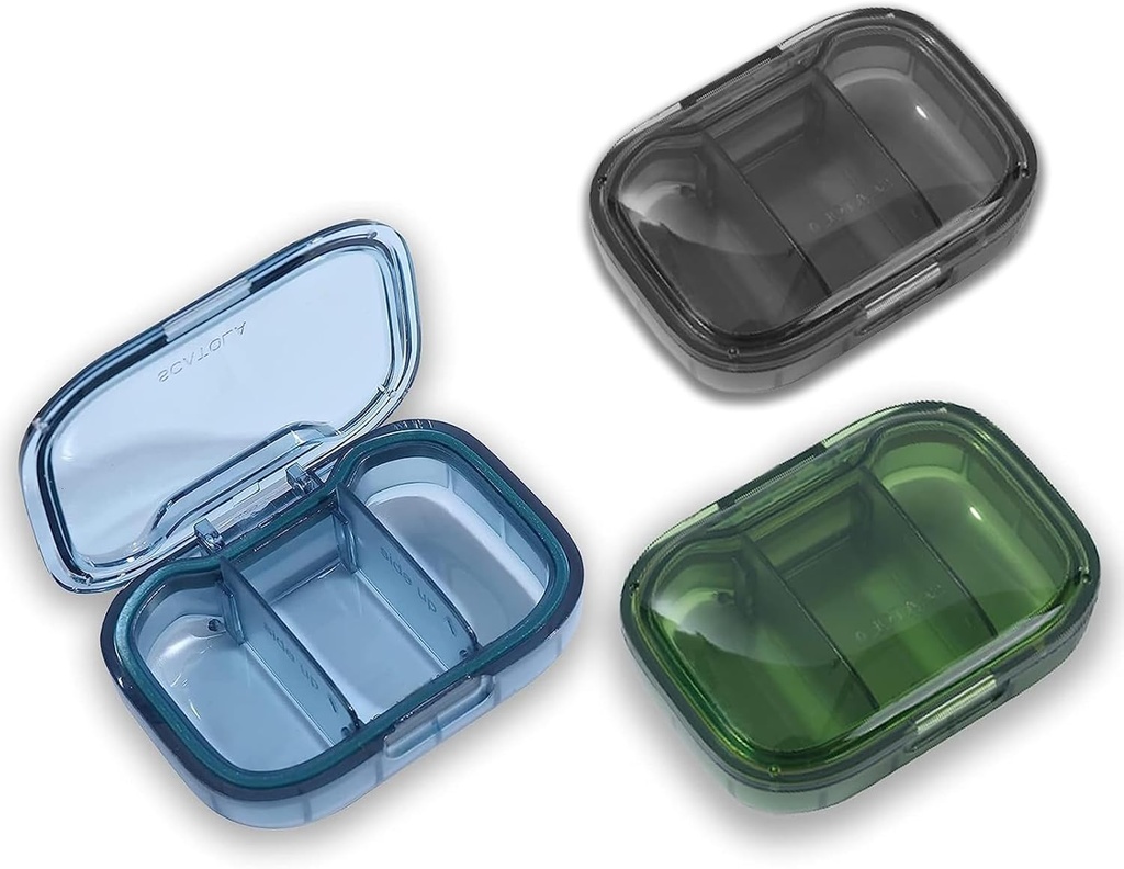 3 Pack 3 Pack Karşılaştırma Pill Box, Moisture Kanıt Pill Case, Travel Pill Organizer for Pocket Purse, Daily Portable Medicine Vitamin Box, Fish Oil Box, Supplement Box