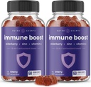 Immune Support Gummies | Elderberry, Vitamin C, çinko, Echinacea, Astragalus Root & Ginger | Immune ATMs for Yetişkinler & Kids Supplement | Vegan & Non-GMO | Cherry | 60 Ct (2 Pack)