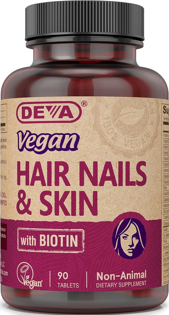 DEVA Vegan Saç, Nails & Skin Vitamins & Minerals with Biotin, Supplement, 90 Tablet
