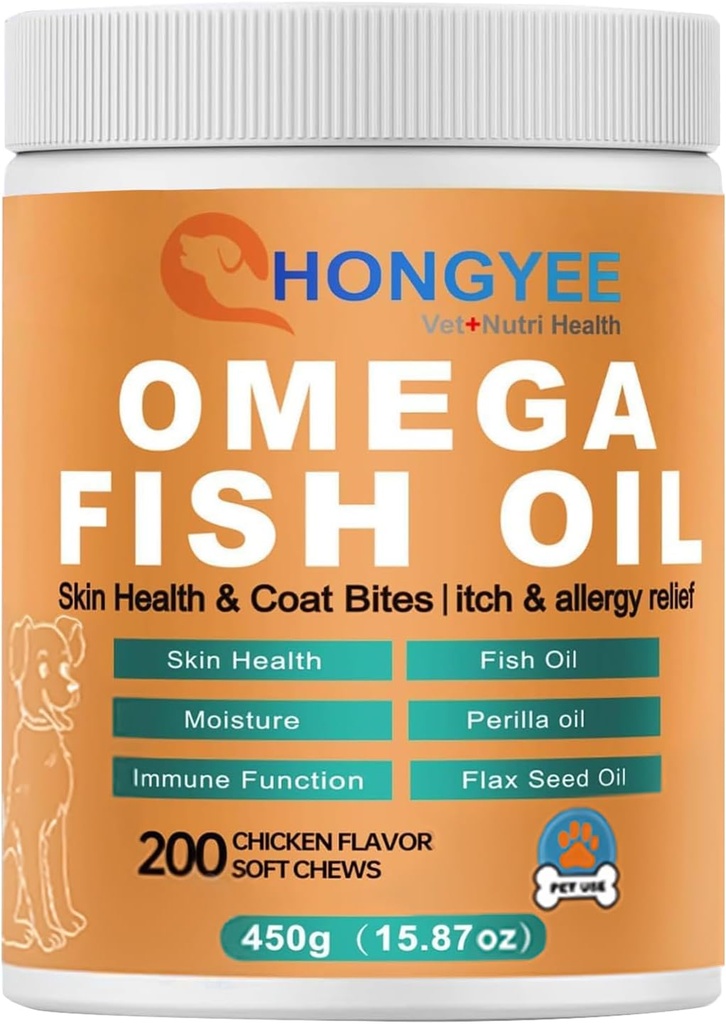 Skin & Coat Care Omega 3 Yumuşak Chews for Pet -Fish Oil for Dogs Health Skin | Shiny Fur | Bir Tedavi Biçiminde Yararlanma, All-in-1 Oil