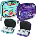 Serfeymi Weekly Travel Pill Organizer Pill Case for Purse with Reforce 7 Day Pill Box, Fashionable Travel Medicine Organizer Pill Konteyner for Medicine, Vitamin, Supplement - Green 01 + Mor 01